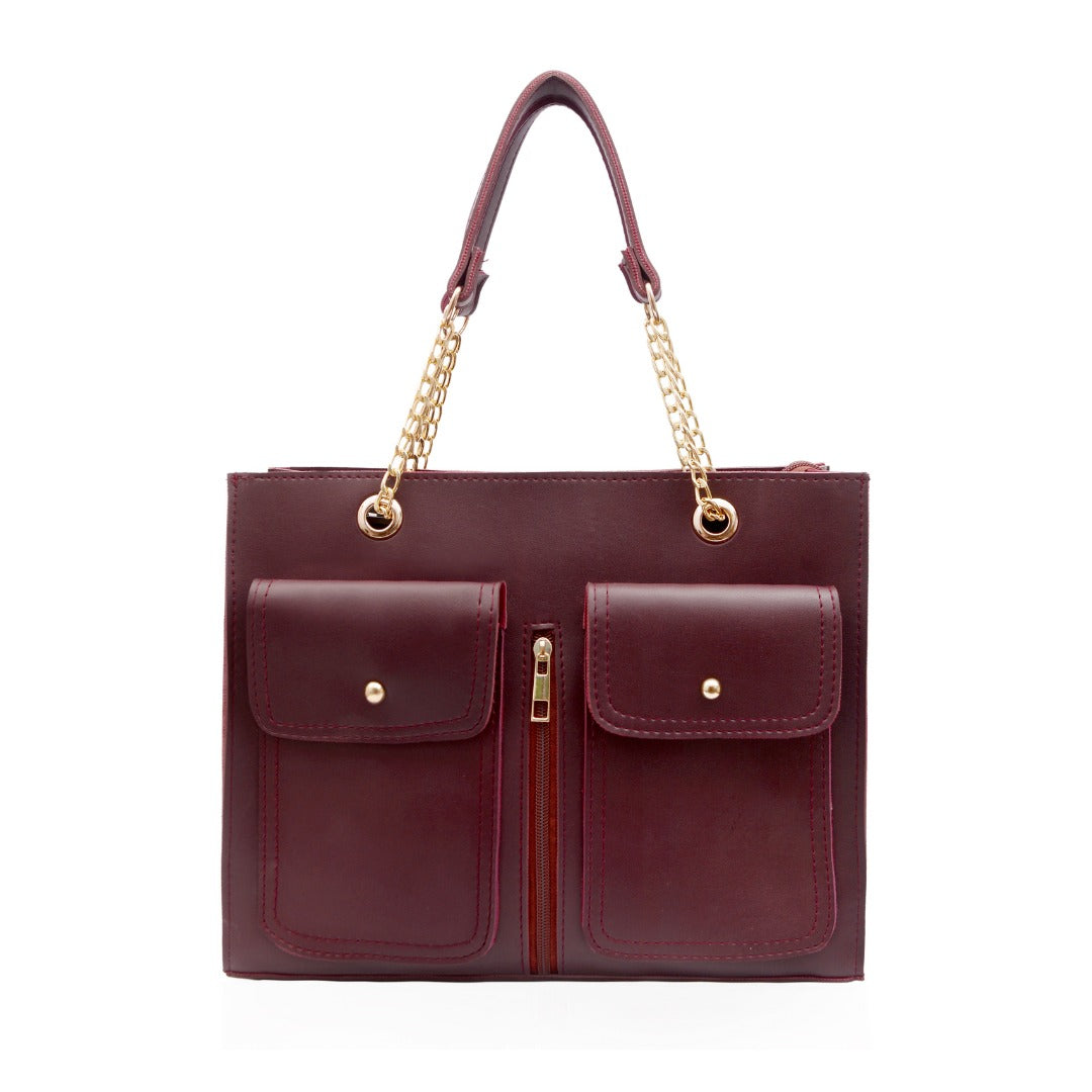 Double Pocket Bag Black Maroon